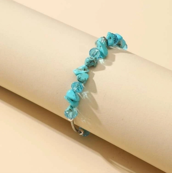 Turquoise  Stone Beaded Bracelet - Picture 3 of 5